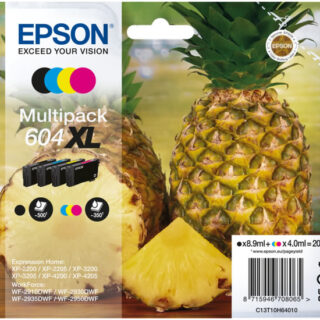 Multipack Originale EPSON 604XL C13T10H64010 con Blister con 4 Cartucce XL Nero 8,9 ml., Ciano 4,0 ml., Magenta 4,0 ml., Giallo 4,0 ml.